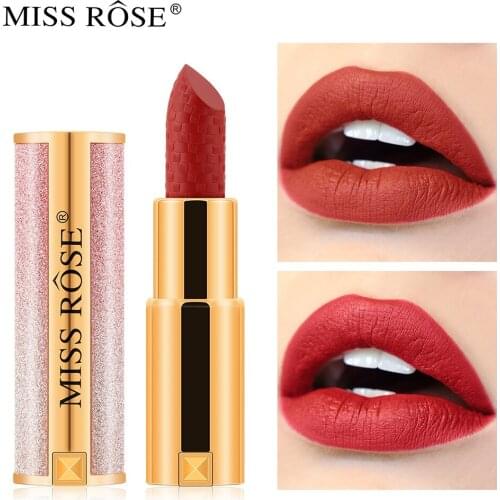 Miss Rose Waterproof Nude Color Glitter Lipstick Cosmetics Long-lasting Velvet Red Sexy Glitter Lipstick Cosmetics Beauty