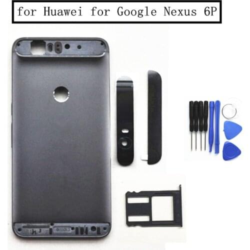 Battery Back Cover for Huawei for Google Nexus 6P Rear Door Housing + Top Glass Camera Flash Lens +Card Tray Holder Repair Parts