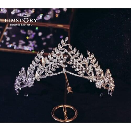 Himstory Bridal Hair Jewelry Rhinestones Tiaras and Crowns Branch Princess Queen Diadem Brides Women Headbands Wedding Accessory