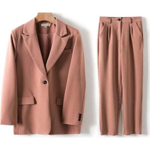 Women Blazer And Guard Pants Sets Two Pieces OL Single Breasted Jacket Formal Suit Pleated Trousers Spring Autumn