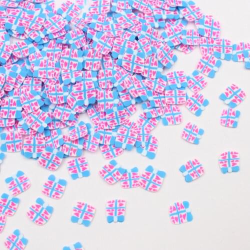 100g/Lot Blue Gift Box Slices Polymer Clay Present Package Soft Pottery for Christmas Decoration DIY Crafts Accessories