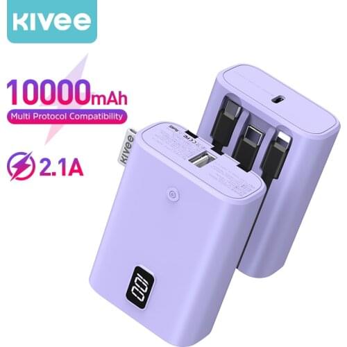 3 in 1Cable Power Bank 10000mAh Portable Charger External Battery Power Bank 10000 mAh Fast Charging Power Bank for iPhone 11 12