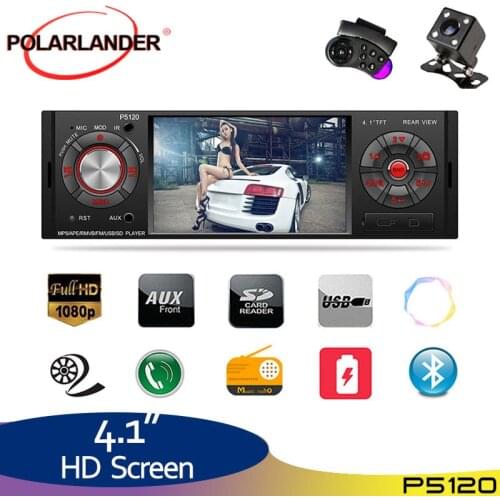 4''1 Din Car Radio Touch Screen FM TF AUX Stereo RDS MP5 Player BT AM 2USB +SWC