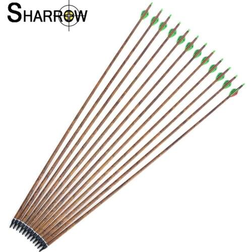 6pcs 31.5inch Spine 400 Archery Pure Carbon Arrow With Replaceable Arrowhead Recurve Compound Bow Hunting Shooting Accessories