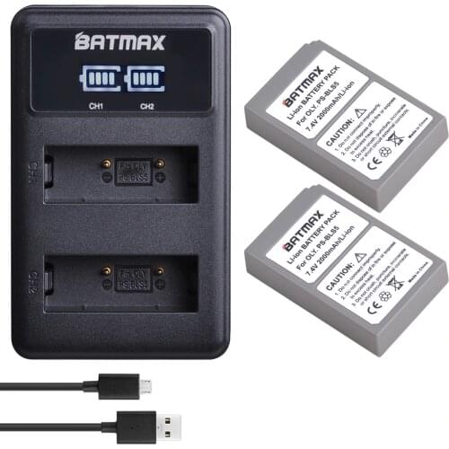 Batmax PS-BLS5 BLS5 BLS-50 BLS50 Battery + charger for Olympus PEN E-PL2,E-PL5,E-PL6,E-PL7,E-PM2, OM-D E-M10, E-M10 II, Stylus1