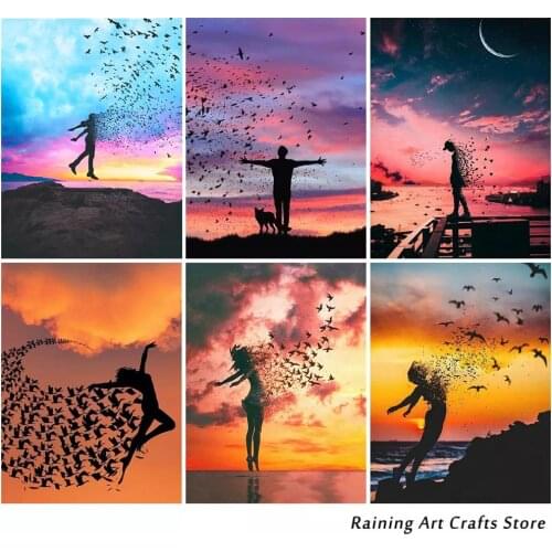 5D Diy Diamond Painting Abstract Girl Beach Landscape Embroidery Full Round Square Drill Cross Stitch Mosaic Picture Home Decor