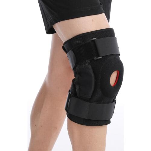 Knee Brace Polycentric Hinges Professional Sports Safety Knee Support Black Knee Pad Guard Protector Strap