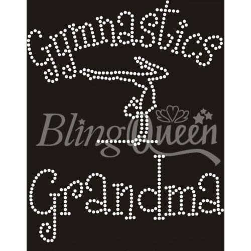 BlingQueen 25PCS/LOT Iron On BLING Rhinestone Transfer Gymnastics Grandma Design
