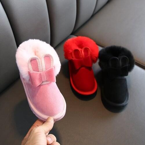 Boots for kids girls fit for 1-6 years old Girls Snow Boots shoes for baby Cotton shoes winter Chirstmas shoes rabbit fur Warm