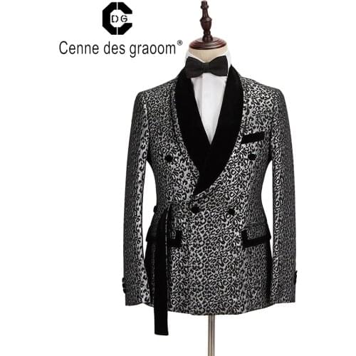 Cenne Des Graoom New Men Suit Tailor-Made Costume Blazer 2 Pieces Elegant Design Velvet Lapel For Wedding Party Groom Tuxedo