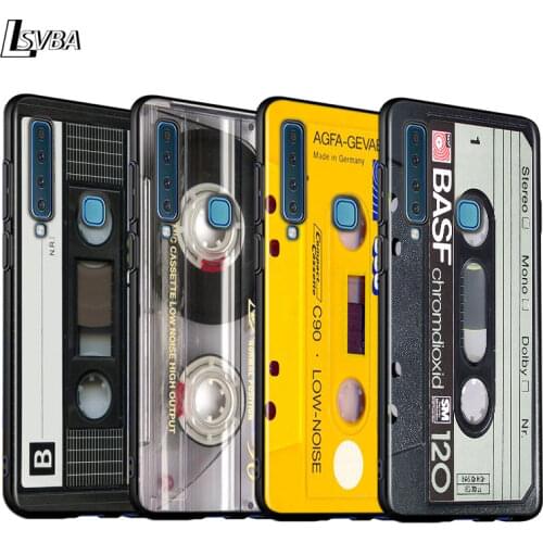 Black Cover Vintage Magnetic tape Cassette for Samsung A9 A7 2018 Shell for Samsung Galaxy A8 A6 Plus A5 A3 2018 2017 Phone Case