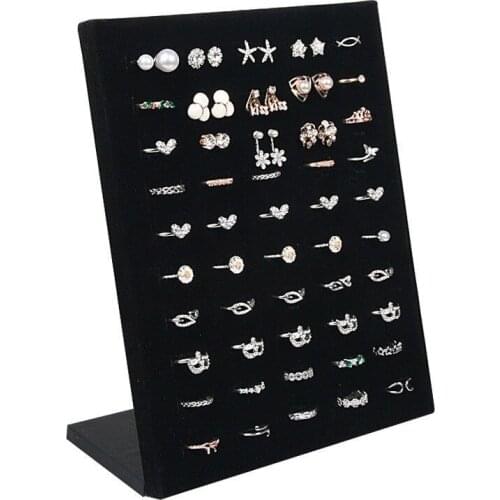 Black Velet L Shape Finger Rings Jewelry Display Stand Shelf Showcase Finger Ring Holder Storage Rack Stock