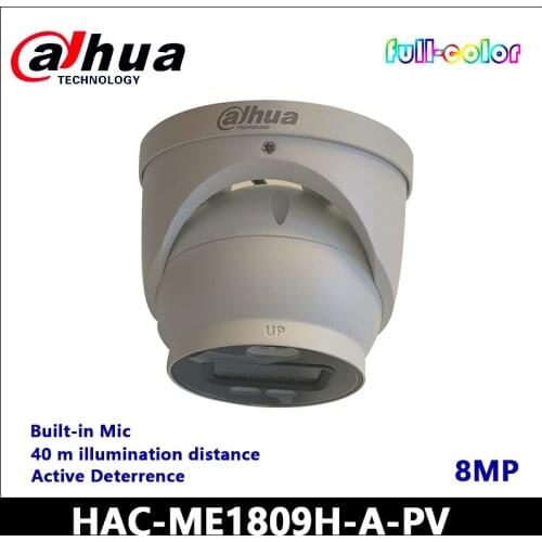 Dahua HAC-ME1809H-A-PV 4K HDCVI Full-Color Active Deterrence Fixed Eyeball Camera 40 m illumination distance Built-in mic
