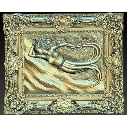 Decor Painting 3d STL Model Octopus Girl for CNC Router 3D Printer Artcam Aspire Bas Relief
