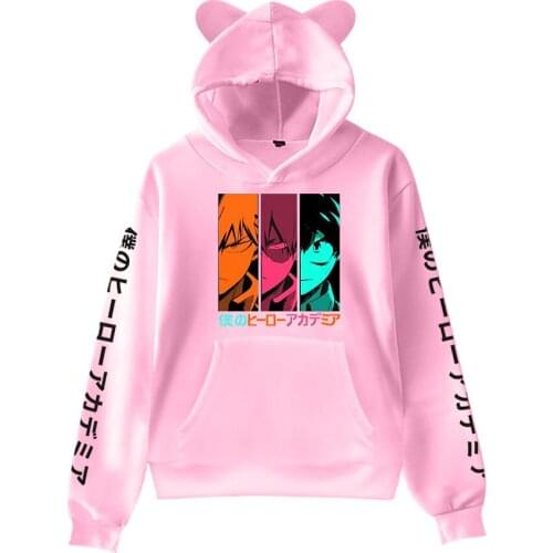 Cat Ear Kids hoodie Pink Lovely Fashion Pullover My Hero Academia Hoodies Funny Sweatshirts Boys Girls Daily Casual Pullover