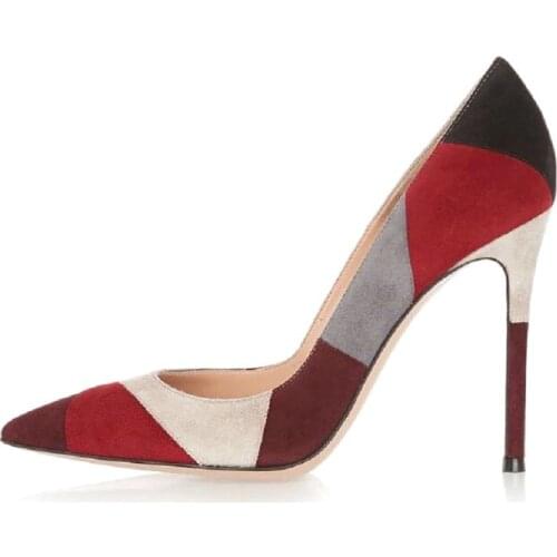 Women Concise High Heels Stitching Pumps Shoes Women Office Elegant Womens Shoes