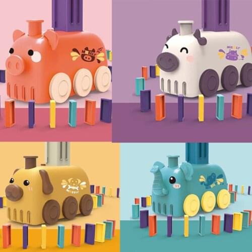 Electric Automatic Laying Domino Brick Train Building Blocks Rocket Toys For Children Colorful Domino Game Educational Toys Gift