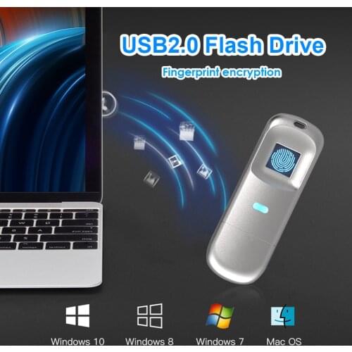 VKTECH USB Flash Drive with Fingerprint Encrypted Zinc Memory USB Stick USB 2.0 Pendrive 128GB 64GB 32GB Thumbdrive Jump Drive