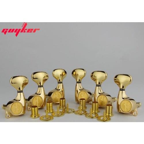 Guyker 3R3L Guitar Machine Heads 1:21 Sealed Tuning Key Pegs Tuners Set Replacement for ST TL SG Style Electric Guitars Gold