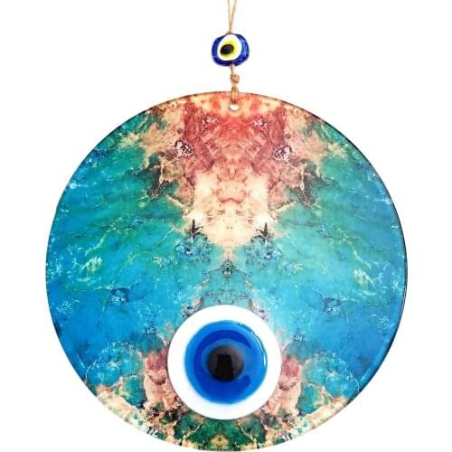 A View of the Earth from Space Patterned, Fusion Glass, Handmade, 23 Centimeter Evil Eye Wall Ornament
