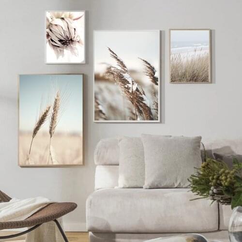 Reed grass sea landscape poster print on canvas Scandinavian natural scenery wall art picture painting Nordic style home room de