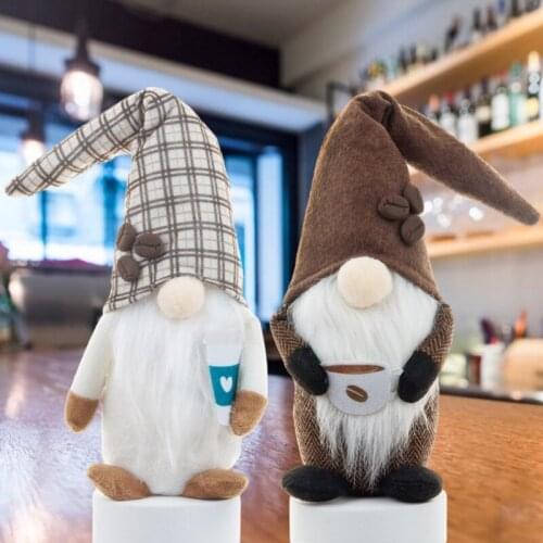 Coffee Gnome Plaid Swedish Tomte Gnome Plush Doll Coffee Bar Decoration Gift