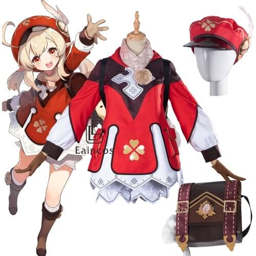 Game Genshin Impact Cosplay Klee Cosplay Costume Dress Backpack Women Halloween Carnival Uniform Outfit Games Customize Costumes