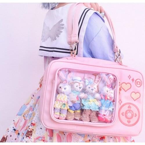 Cosplay Kawaii Girl daily Dweet Lolita Bag Cute Embroidery JK Uniform Single Shoulder Bag Loli Student Backpack New Women Pink