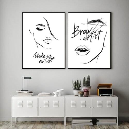 Fashion MakeUp Wall Art Canvas Eyebrow Art Print Lips Eyelashes Poster And Print Beauty Salon Wall Picture Girls Room Decor TB30