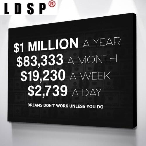 LDSP Abstract Canva Painting Poster Print American Dollar 1 Million Money Modular Sofa Wall Art Picture Home Decor Living Room