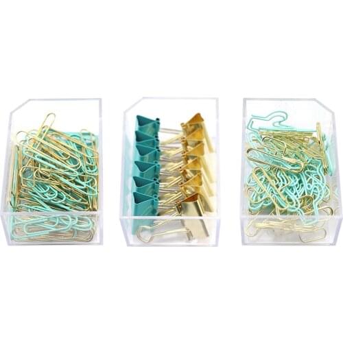 Gold Binder Clips and Paper Clips Set (3-in-1 Boxed) for Office School Supplies Teachers Classroom Daily Use