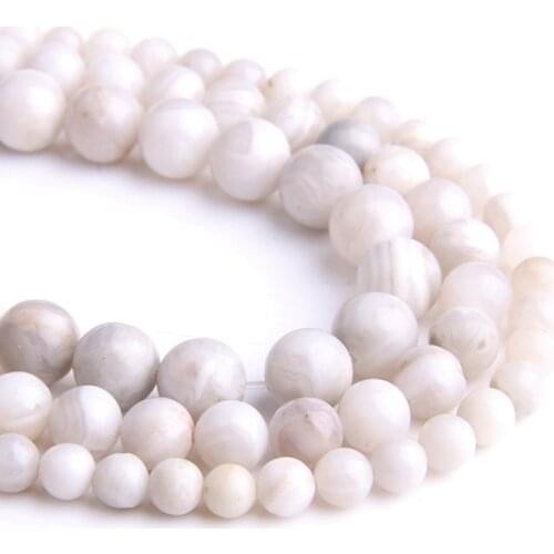 Natural White lace Crazy Agates Stone Beads Round Loose Beads 6 8 10 12MM Fit Diy Jewelry Making handemade lace agates beads