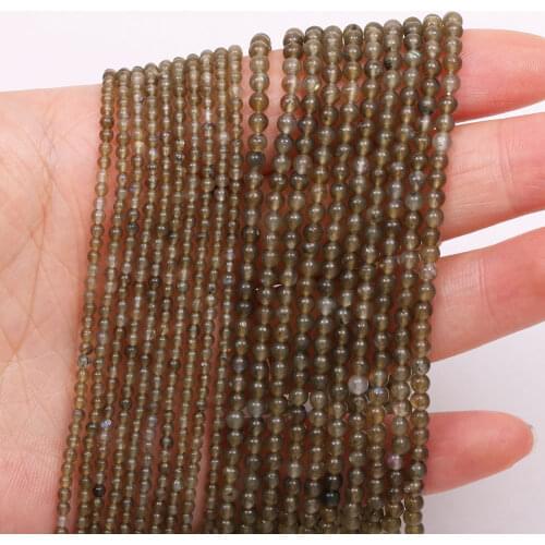 Natural Stone Bead Green Flash Hole Bead for Charms Jewelry Making Craft DIY Bracelet Necklace 2&3mm