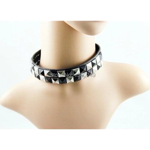 Harajuku 2015 NEW Hot Dark rivet Gothicism nation style Necklaces Imitation leather 100% handmade punk free shipping