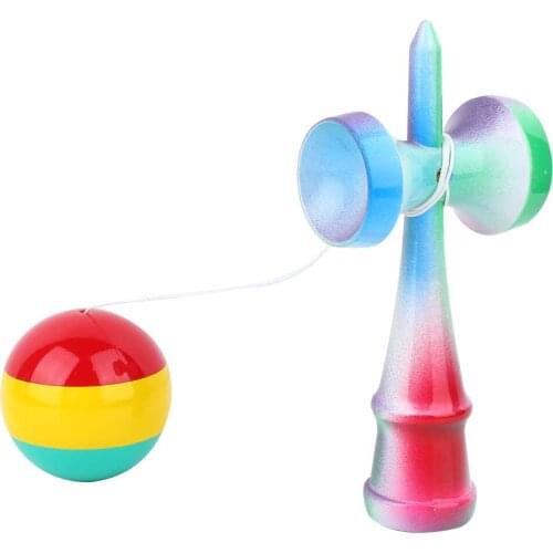 2019 New Striped Kendama Colorful Painted Traditional Wooden Toy Ball Skillful Game Juggling Ball Gift for Children Adult