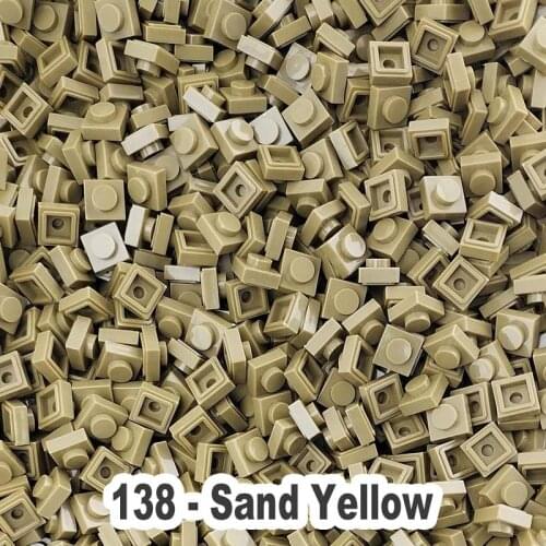 No.138 Sand Yellow Educational Construction Toy Plastic Small Building Brick Accessories 1X1 Plate Blocks Pixel Art For Adults