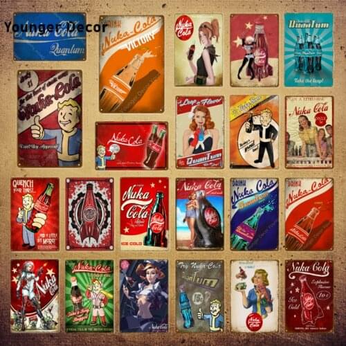 Drink Nuka Cola Quantum Poster Fallout 3 4 Game Metal Signs Wall Plaque Decor For Home Room Shop Hotel Iron Painting YI-111