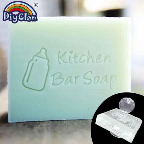 Cute Fresh Kitchen Soap Making Stamp Clear Diy Cute Milk Bottle Stamp Handmade Glass Soap Stamp With Handle Acrylic Seal