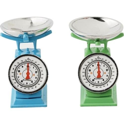 Blue Miniature Mini Nominal Toys Market Stall Weight Toy Scale For Mini Decration Pound Dollhouse Kitchen Accessories K1O6