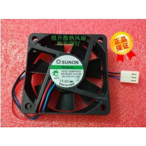 SUNON KDE1206PHV2 DC 12V 1.0W 6CM 6015 60*60*15MM 3-line Magnetic Levitation Silent Cooling Fan