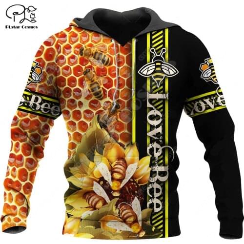 PLstar Cosmos Honey Bees 3D Printed Hoodies Casual Men/Women Zipper Hooded Beautiful Animal Unisex Brand Streetwear Apparel B25