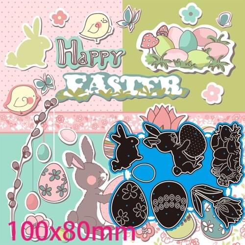 Cutting Dies Easter Rabbits and Eggs New for Decoration Scrapbooking Stencil Paper Craft Album Template Dies 100*80mm