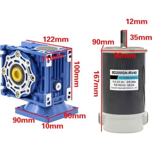 Bringsmart DC Speed Reduction turbine motor 12V 24V 200W Adjustable Speed DC Motor RV40