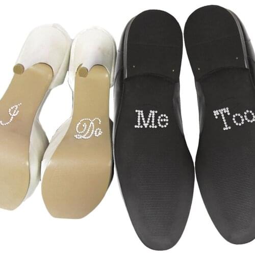 Heart Decoration Crystal Set of I DO ME TOO Bride Love Rhinestones Shoe Decoration Wall Sticker Vinyl Lettering Wedding Decal