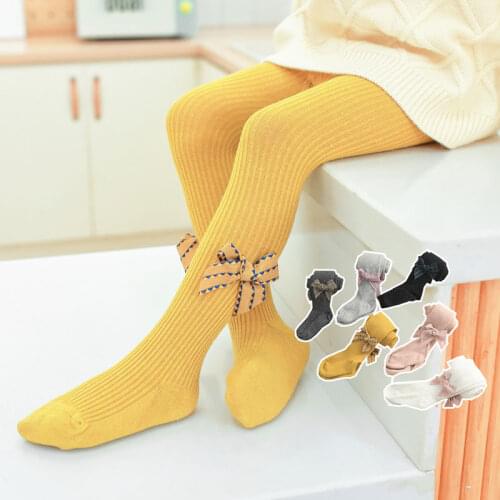 V-TREE New Infant Baby Girls Kids Tights Bow Cotton Cute Long Stockings Toddler Girls Tights warm Spring Autumn 0-5 Year