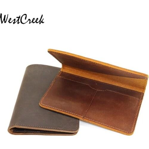 WESTCREEK Brand Minimalism Crazy Horse Genuine leather Passport Holder Card Holder Passport Cover