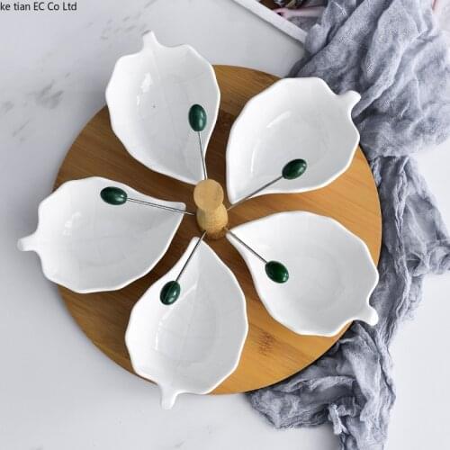 1PCS Nordic style ceramic fruit platter dried fruit plate living room fruit bowl creative home candy snack tray