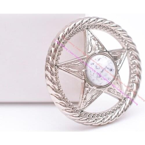 10PC 30MM Silver Western Texas Ranger Star Leathercraft Handbag Belt Stone Bead Saddle Concho Accessories
