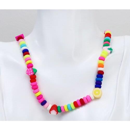 10 Pcs Colorful Fruit Polymer Clay Soft Beaded Strand Necklace Shell charms beaded necklace Elegant Jewelry Necklace 90040