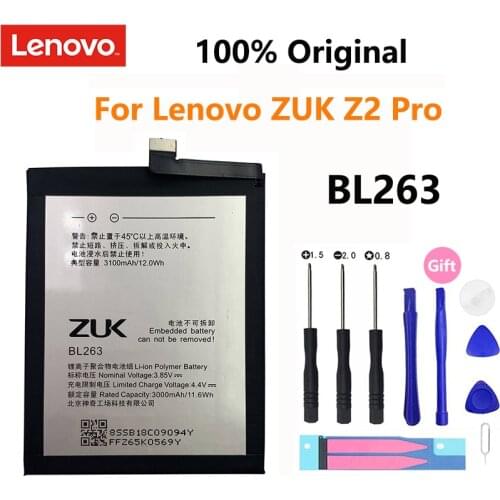 100% Original 3100mAh BL263 Battery For Lenovo ZUK Z2 Pro Z2Pro Z2121 Mobile Phone Replacement Batteries Bateria